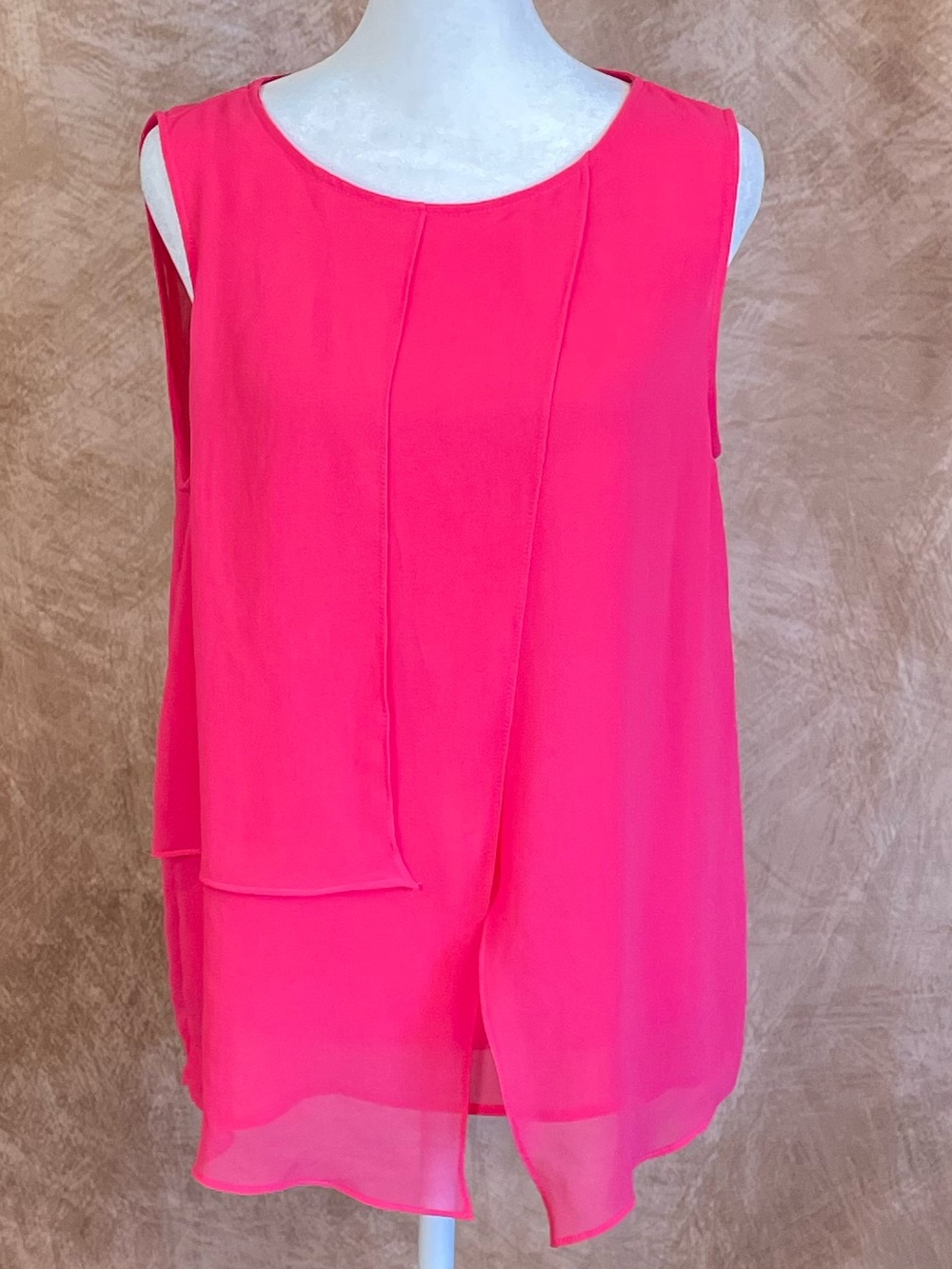 Zara Hot Pink Layered Chiffon Sleeveless Camisole size Large